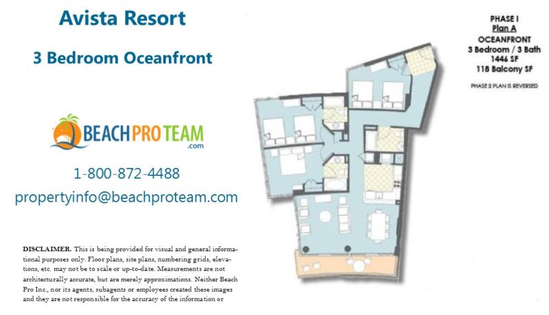 Avista Resort Floor Plan A - 3 Bedroom Oceanfront